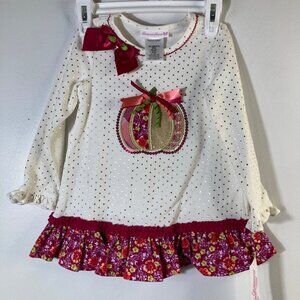 Girls Bonnie Jean Pumpkin Peplum Dress Long‎ Sleeve 3T NWT